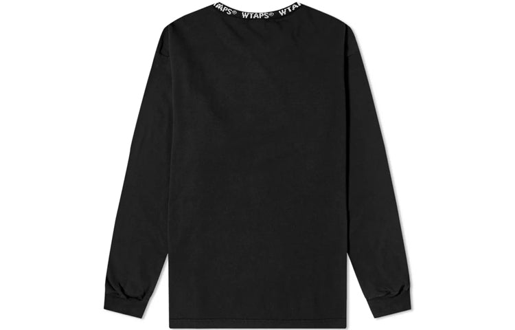 WTAPS Pyn. Design Ls 01 / Tee. Cotton Logo Long-Sleeve Unisex Black 201ATDT-CSM15
