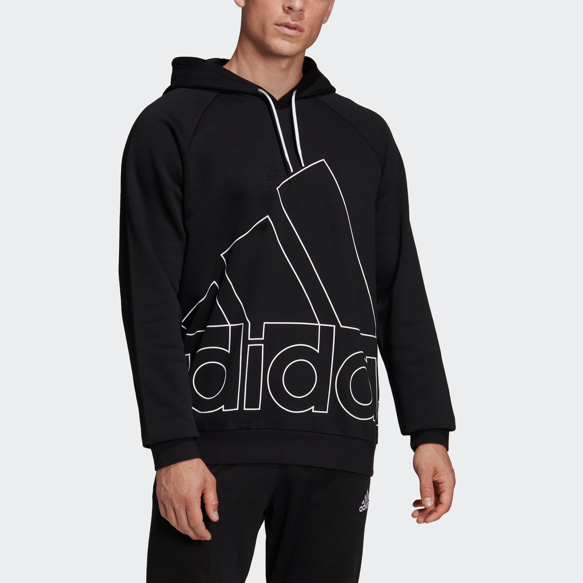 Men's adidas Big Lo Hd Fl Logo Printing Pullover Sports Black HB5089