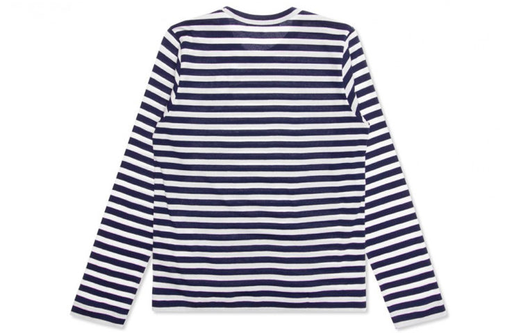(WMNS) COMME des GARCONS PLAY Striped Double Hearts Logo Long Sleeves Tee 'Navy White' AZ-T227-051-1