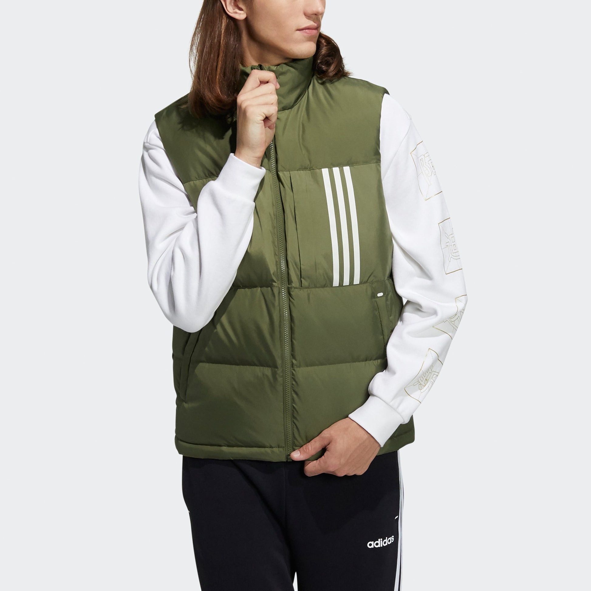 adidas Neo SW Down Vests 'Green White' H45278