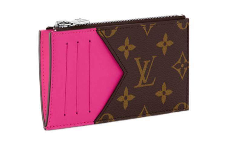 LOUIS VUITTON Monogram Macassar Canvas Coin Card Holder 'Fuchsia' M82912