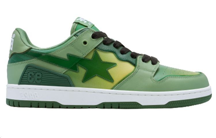 (WMNS) A BATHING APE Bape Sk8 Leather Low 'White Green' 1I70-291-020-GREN