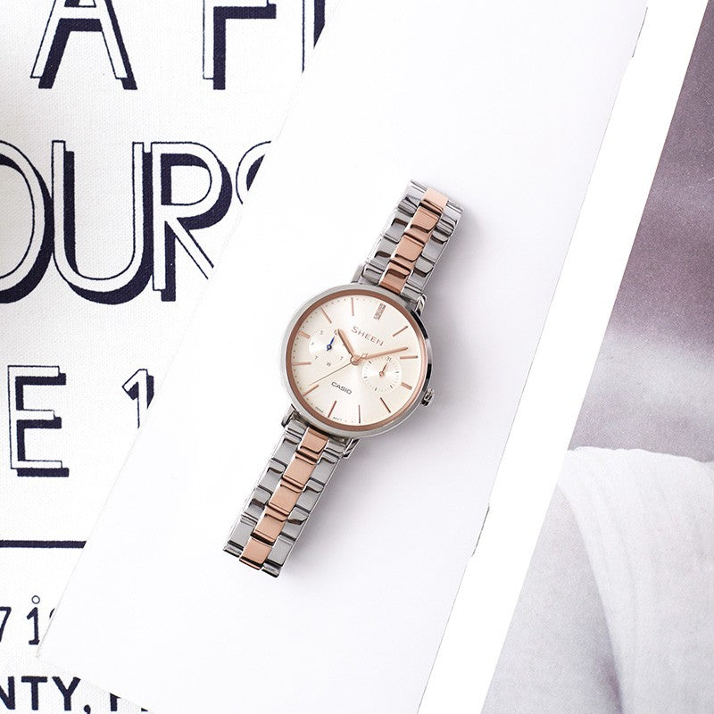 CASIO SHEEN Series Swarovski Element Dial Waterproof Exquisite Elegant Watch Silver Analog SHE-3054SPG-4A