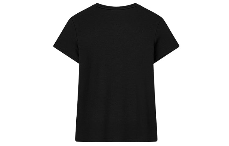 (WMNS) FILA Embroidered Panda Alphabet Short Sleeve Black F11W018141F-BK