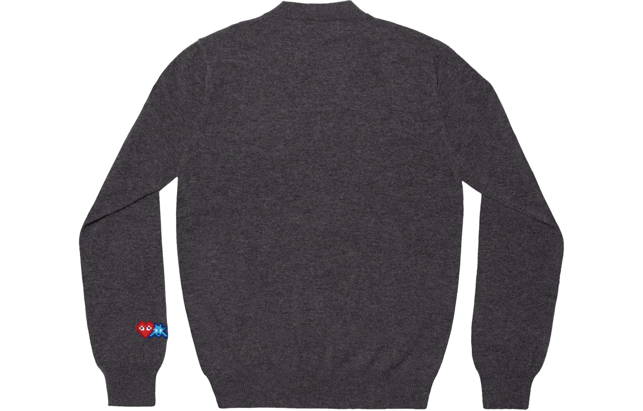 COMME des GARCONS PLAY FW25 x Invader Double Pixel Heart Cardigan 'Gray' AZ-N088-051-3