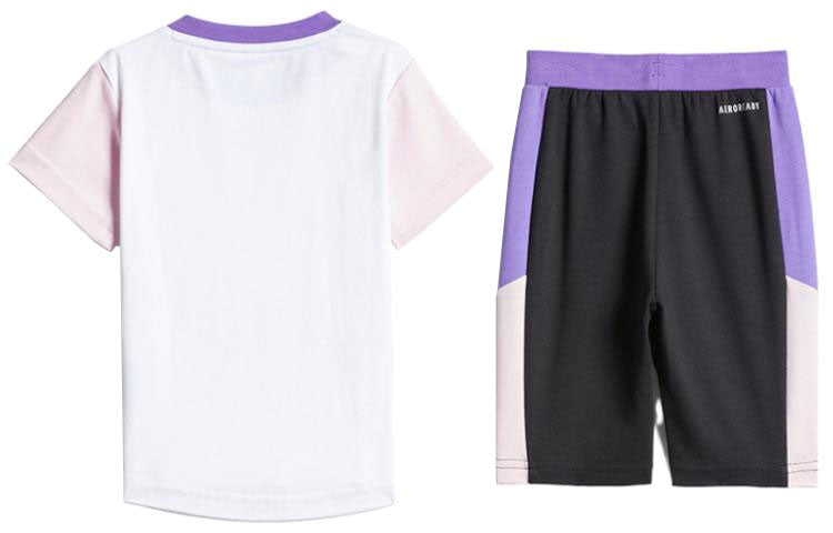 (GS) adidas Training T-Shirt Set 'White Black Purple' HD7545