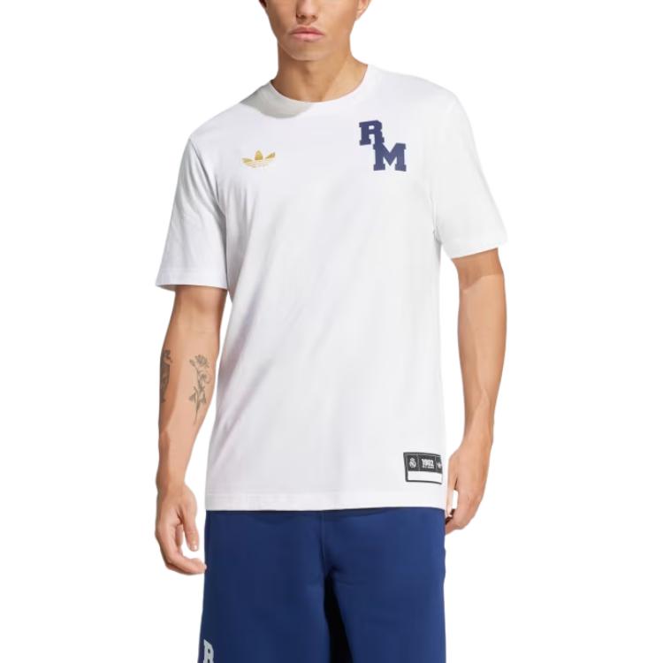 adidas Real Madrid VRCT T-Shirt Asia Sizing 'White Navy' JL6116