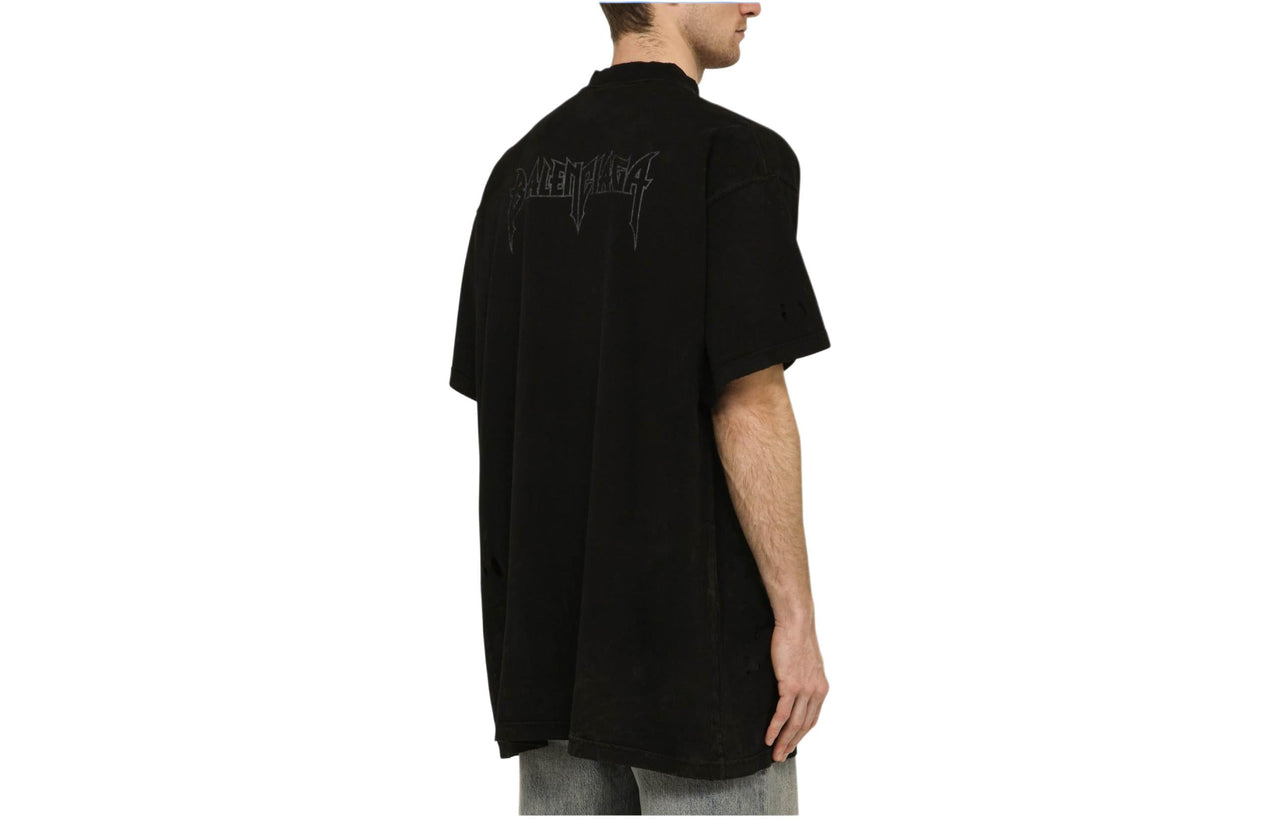 Balenciaga Paris Moon T-shirt Oversized 'Black Faded' 739028TQVX61055