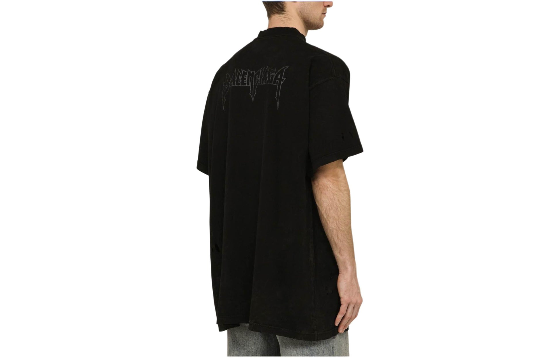 Balenciaga Paris Moon T-shirt Oversized 'Black Faded' 739028TQVX61055