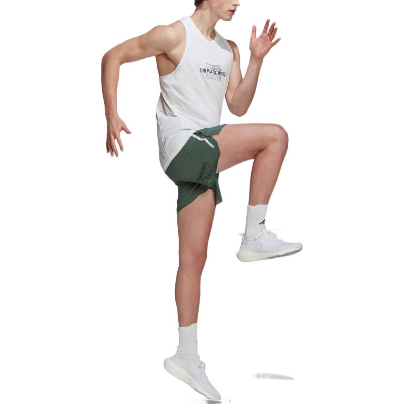 adidas Solid Color Alphabet Pattern Printing Running Training Sports Vest White HA4311