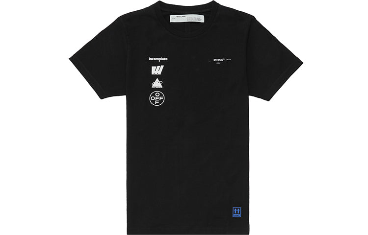 Men's Off-White Back Photo Printing Short Sleeve Black T-Shirt OMAA027E191850051088
