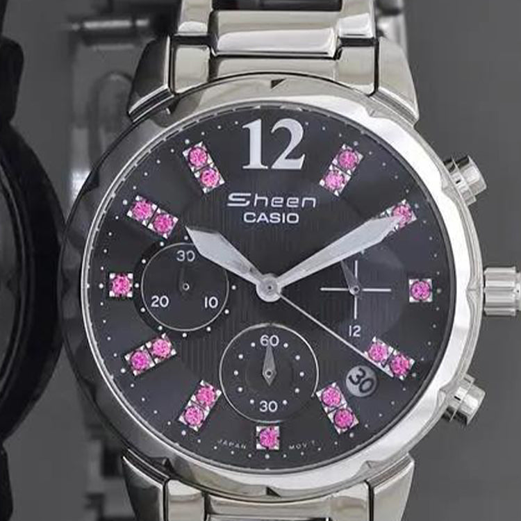 CASIO SHEEN Waterproof Stainless Steel Strap Black Analog SHN-5012D-1A