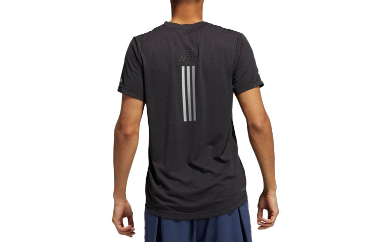 adidas Training Sports Reflective Stripe Printing Short Sleeve Gray HB8522