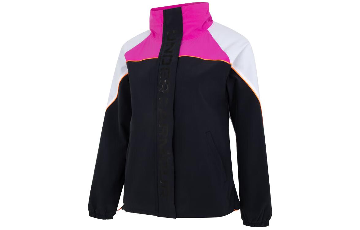 (WMNS) Under Armour Fitness Training Woven Jacket 'Black White Pink' 1368728-001