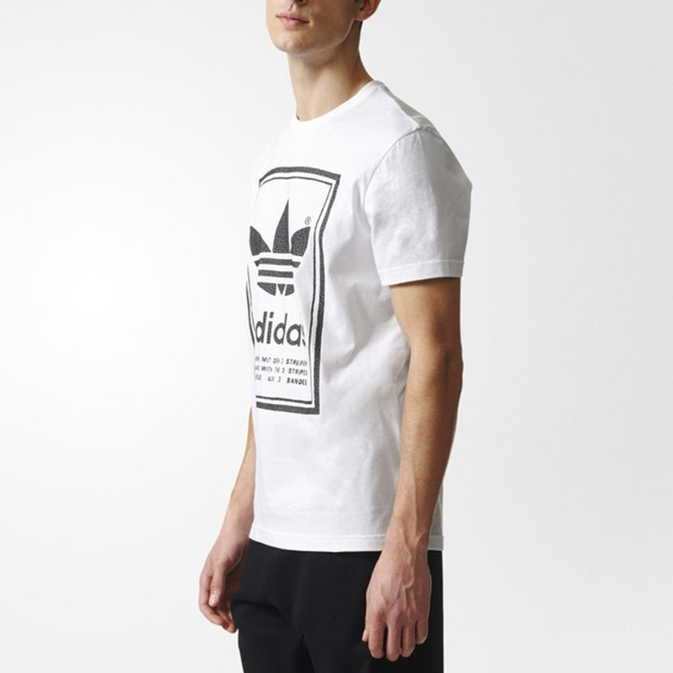 adidas originals Double Sided Printing Large Logo Casual Short Sleeve White BS3136