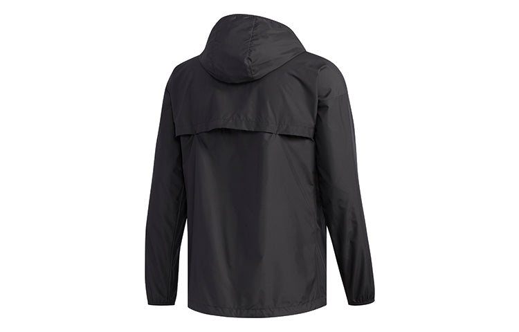 adidas Windbreaker Ho Sleeve Logo Windproof Hooded Jacket Black EH3949