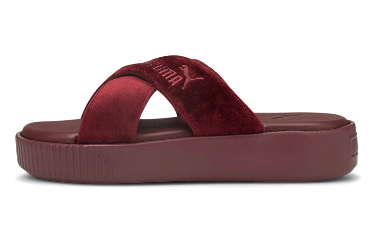(WMNS) PUMA Platform Velvet Sippers Red 380675-01