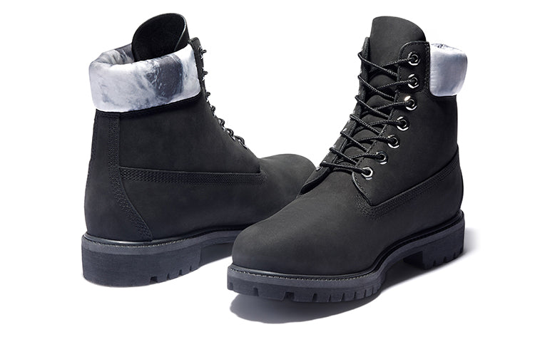 Timberland Premium 6 Inch Waterproof Boots 'Black Nubuck with Grey Camo Collar' A2NCJ001