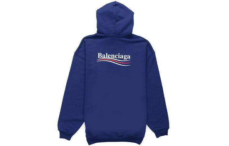 (WMNS) Balenciaga Logo Loose Hoodie Blue 578135TIV534540