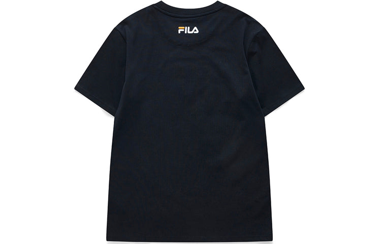 FILA FUSION Casual Sports Skateboard Pattern Printing Short Sleeve Black T11M123103F-BK