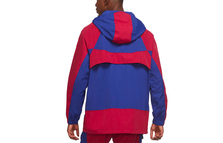 Nike FC Barcelona hooded Half Zipper Woven Pullover 'Red Blue' CW2934-455