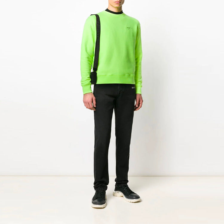 Men's Off-White Alphabet logo Pattern Long Sleeves Loose Fit Green OMBA025R20D250326291