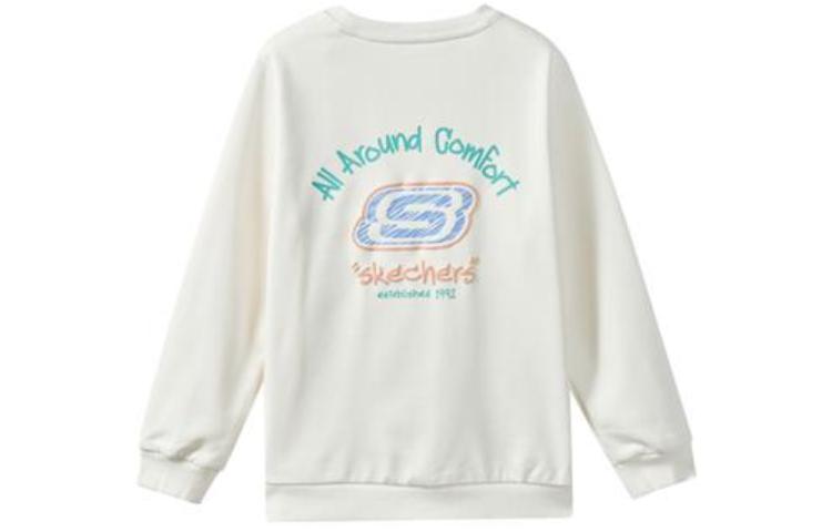 (GS) Skechers Casual Graphic Crew Sweater 'White Blue' L322K046-0074