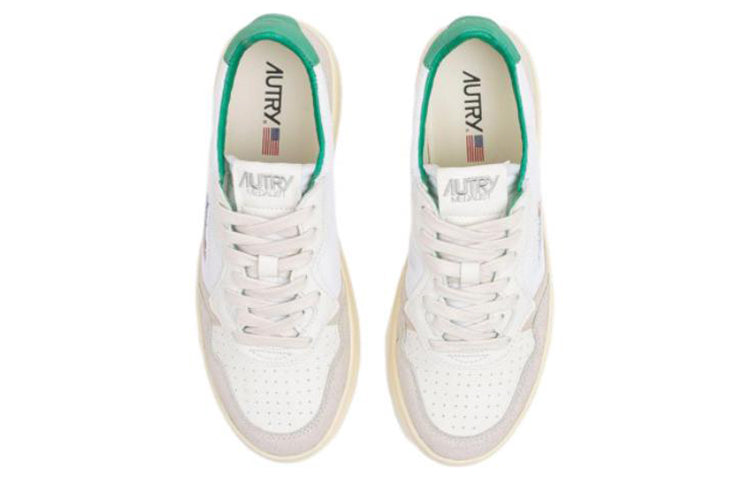 Autry Medalist Capra Leather with Nubuck Low 'White Green' AULM-CN03