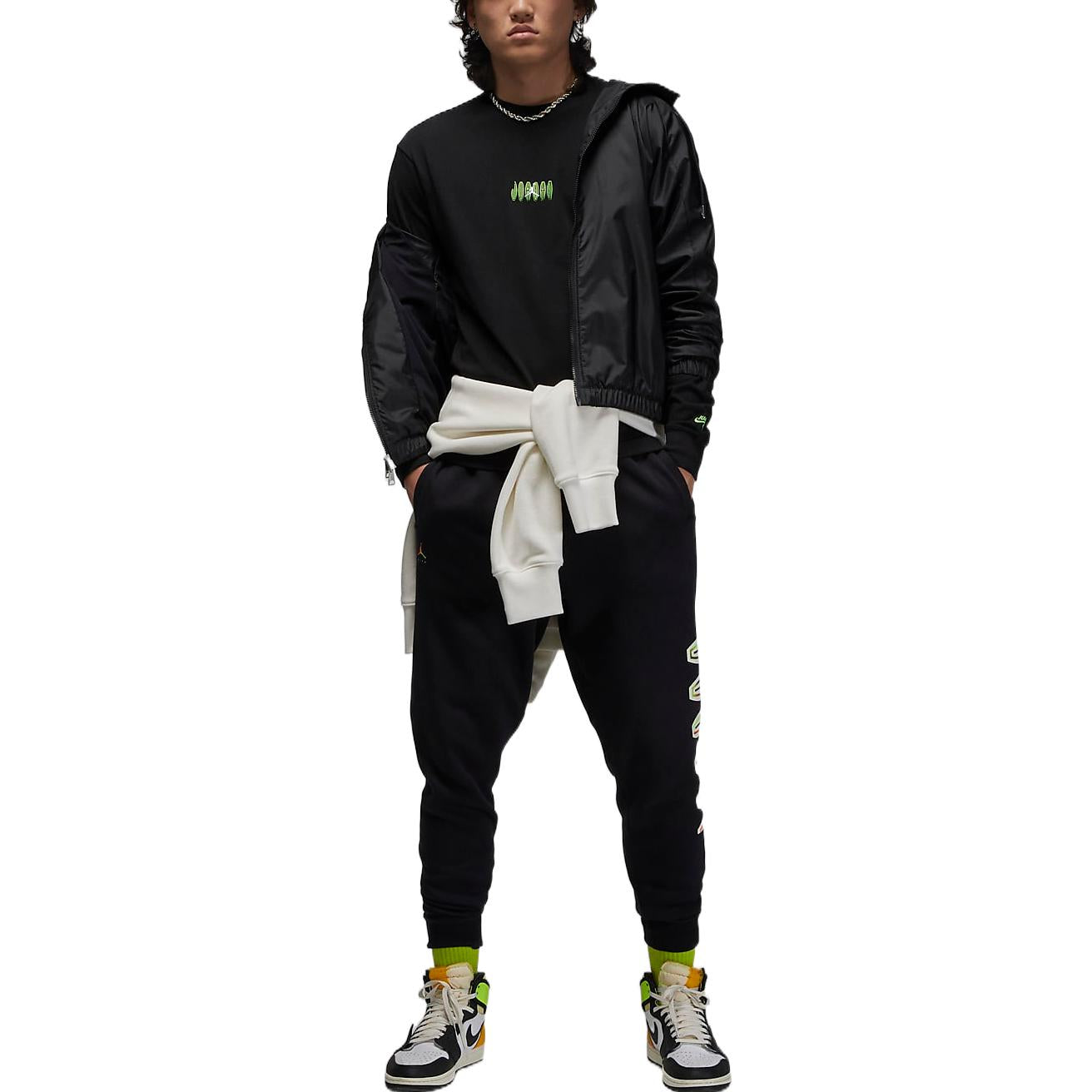 Air Jordan Flight MVP Long Sleeve T-shirt 'Black Green' DX2180-010