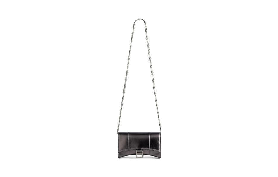 (WMNS) Balenciaga Hourglass Wallet On Chain Metallized 'Grey' 6560502AAVG1314