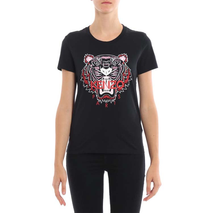 KENZO Tiger Head Printing Logo Pure Cotton Black F962TS7214YB99A