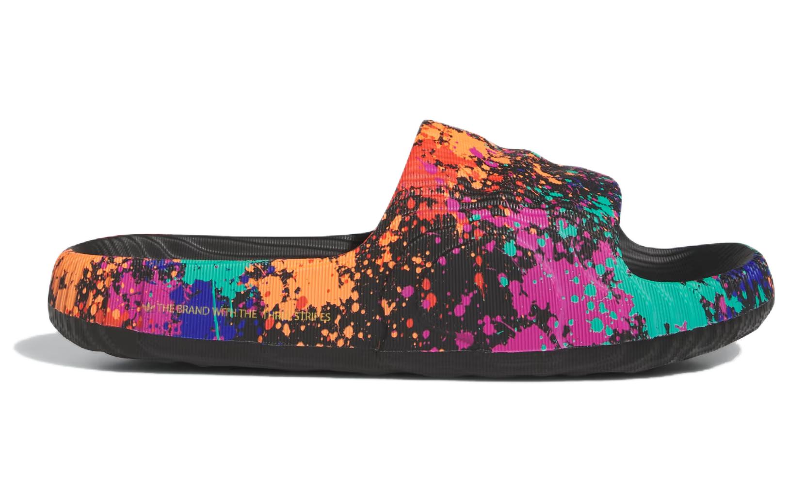 adidas Adilette 22 Slides Asia Sizing 'Black Paint Splatter' IF1438