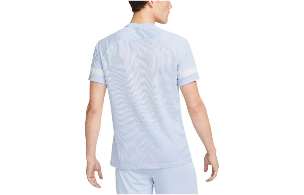 Men's Nike Logo Printing Stripe Round Neck Pullover Short Sleeve Blue T-Shirt CW6102-548