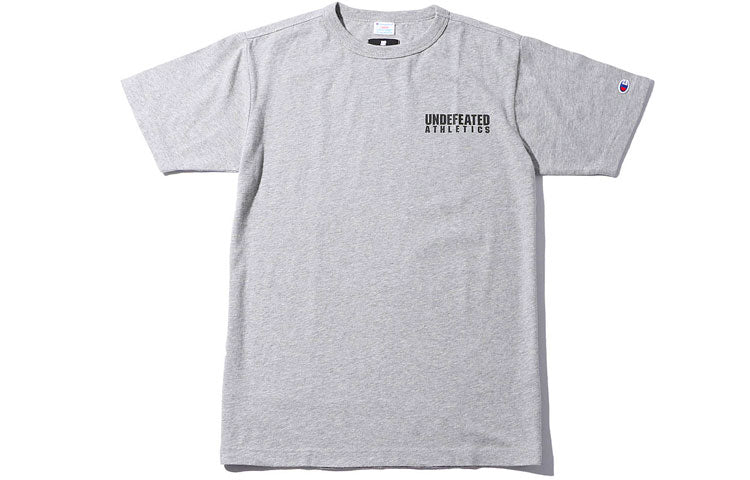 Men's UNDEFEATED X CHAMPION Crossover Back Large U Logo Short Sleeve Gray C8-P370-GRAY