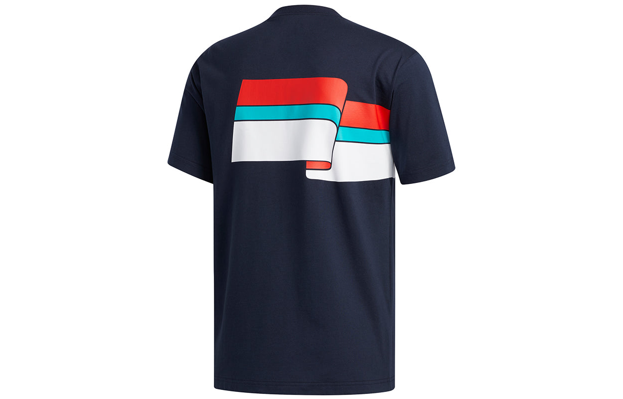 adidas originals Ripple Tee Colorblock Printing Sports Short Sleeve Navy Blue FM1548