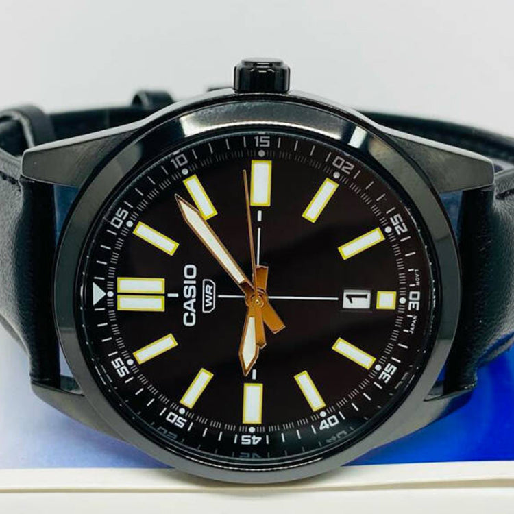 Casio Dress Pointer Display Analog Watch 'Metallic Black Gold' MTP-VD02BL-1E