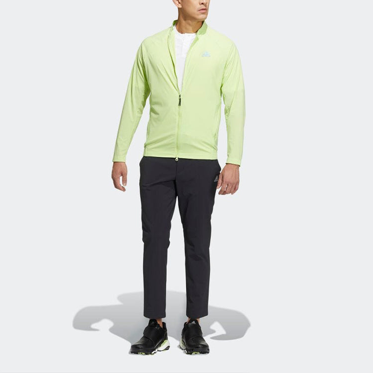 Men's adidas Solid Color Zipper Stand Collar Brand Logo Jacket Japanese Version Green HB3647