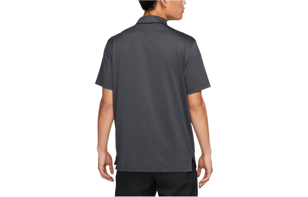 Men's Nike Logo Printing Stripe Half-Fastening Pullover Short Sleeve Dark Grey Polo Shirt DN2258-070