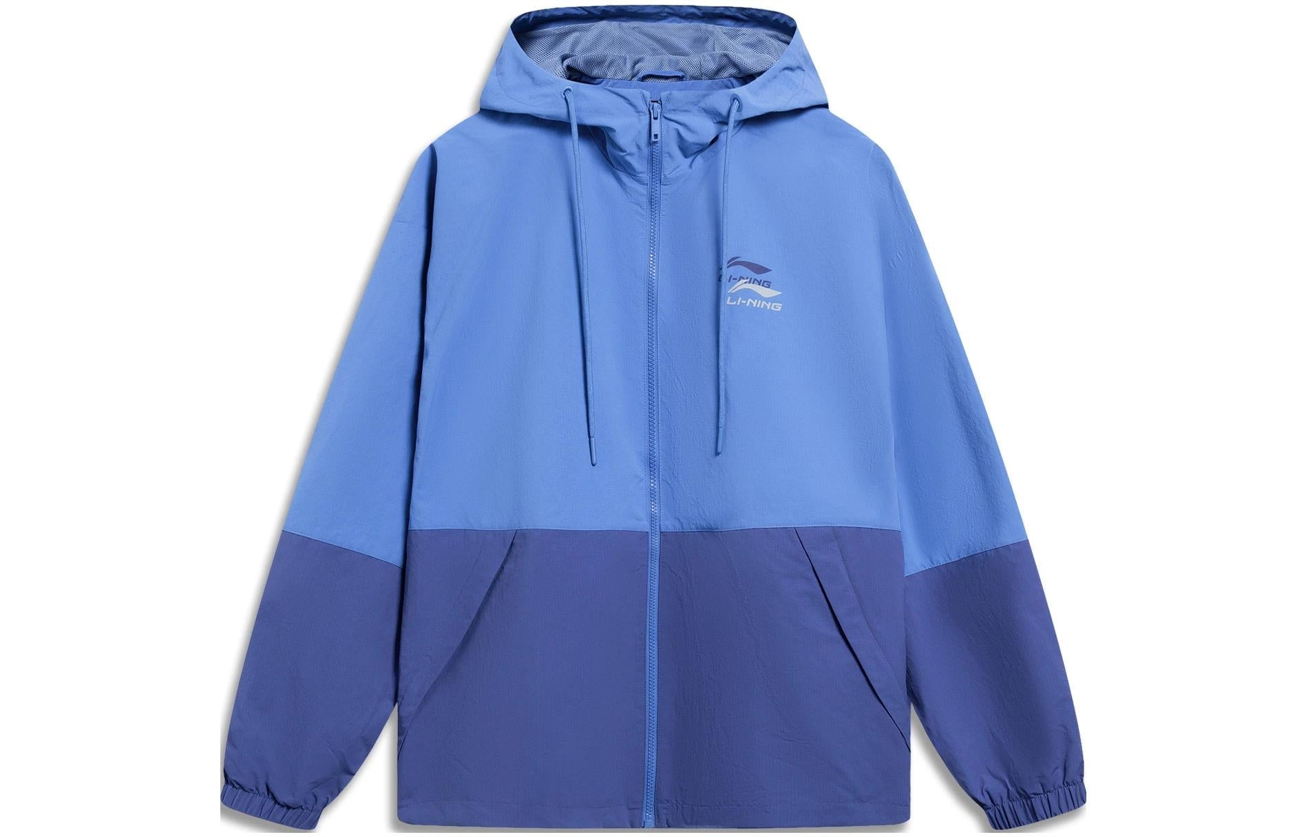 Li-Ning Double Logo Color Block Waterproof Hooded Jacket 'Blue' AFDT523-4