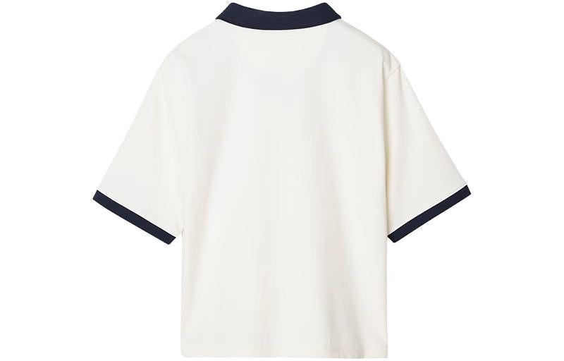 (WMNS) Skechers Logo Printed Polo Shirt 'White Black' L323W020-00NA