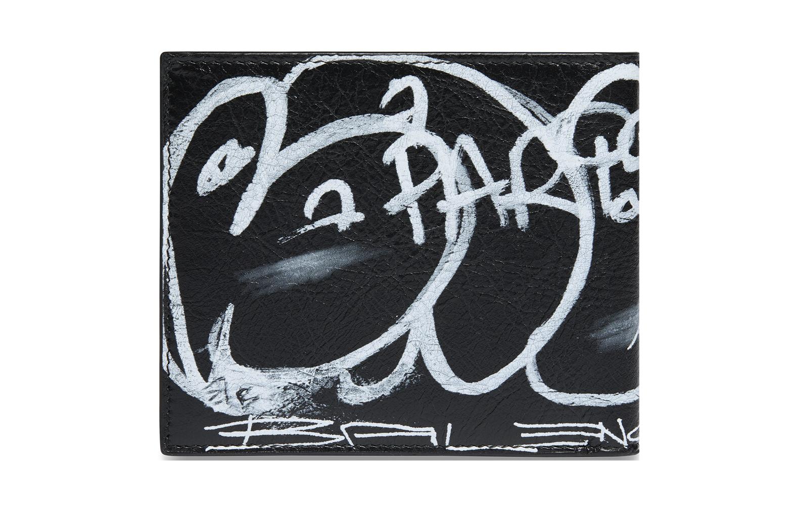 Balenciaga Square Folded Graffiti Wallet 'Black White' 594549210LH1090