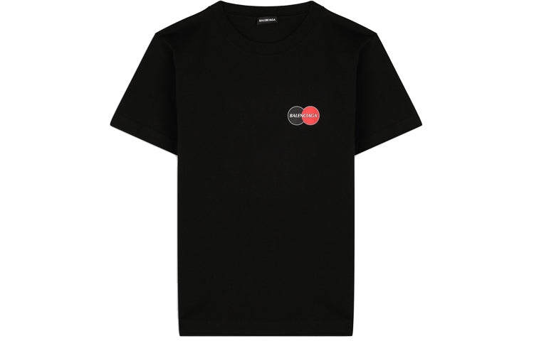 Men's Balenciaga Chest Logo Printing Round Neck Short Sleeve Black 620967TIV791000