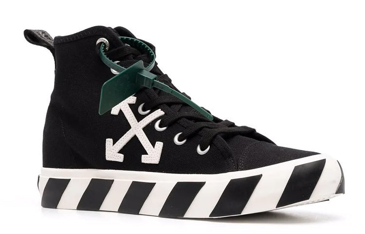 Off-White Vulcanized Mid-Top Canvas Sneakers 'Black White Green' OMIA119C99FAB0011001