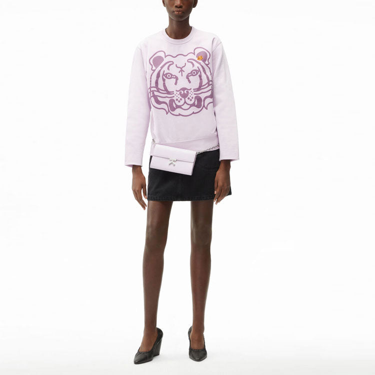 KENZO SS21 Cartoon Printing Tiger Head Long Sleeves Purple FB52SW8274MY-66