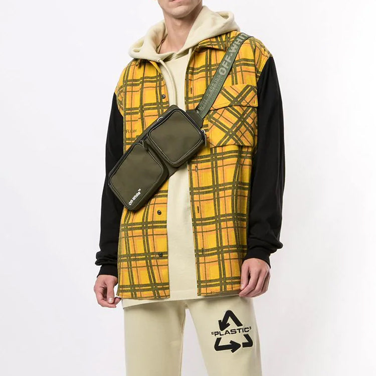Men's Off-White Plaid Large Yellow Shirt OMGA101S20H480256010