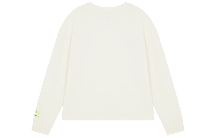 (WMNS) New Balance Embroidery Logo Knitting Round-neck Sweateshirt White AWT21307-IV