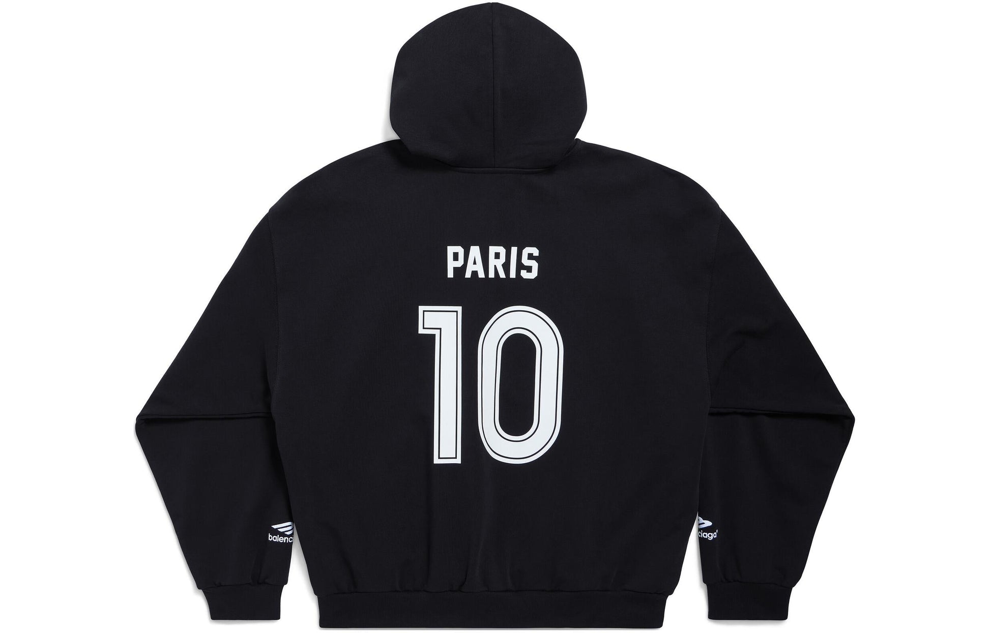 Balenciaga Paris Soccer Zip-up Hoodie Medium Fit 'Black White' 744457TPVS61070