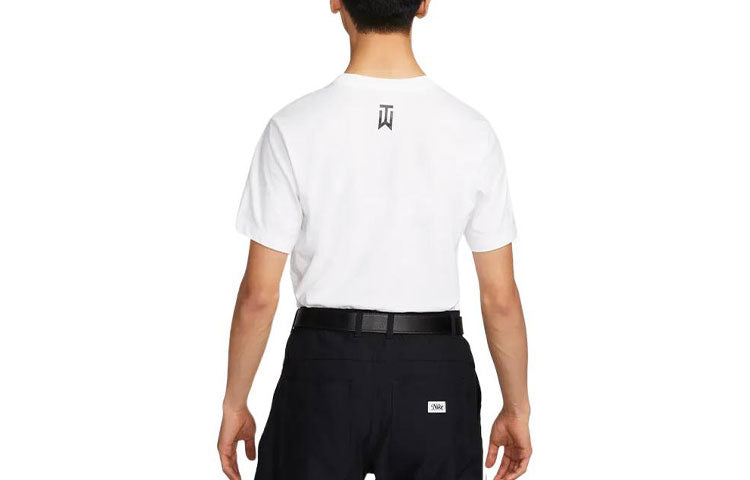 Men's Nike Tiger Woods Frank Cartoon Printing Round Neck Short Sleeve White T-Shirt DR7722-100
