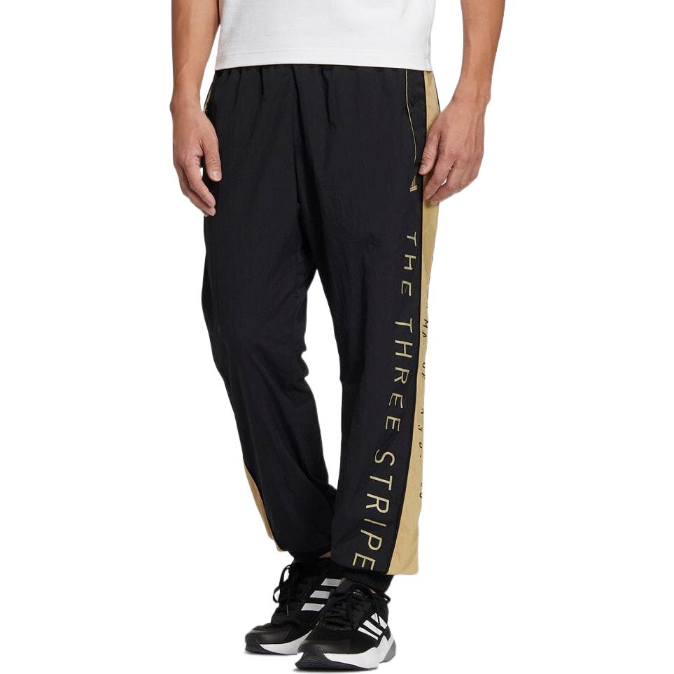 adidas Alphabet Colorblock Elastic Waistband Bundle Feet Sports Pants Men's Black Beige HM2692