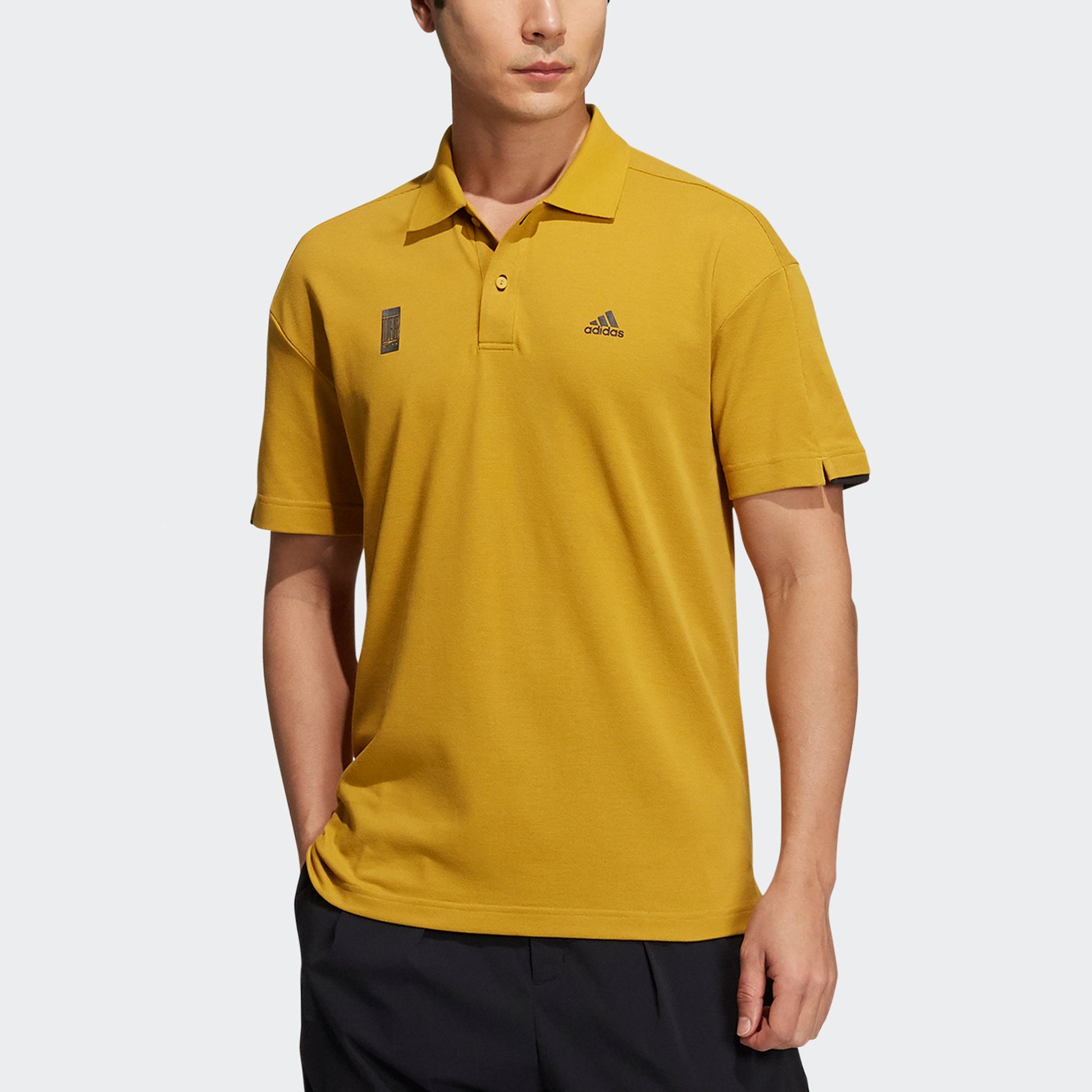Men's adidas Wj Polo Martial Arts Series Logo Printing Solid Color Sports Short Sleeve Gold Color Polo Shirt H39321